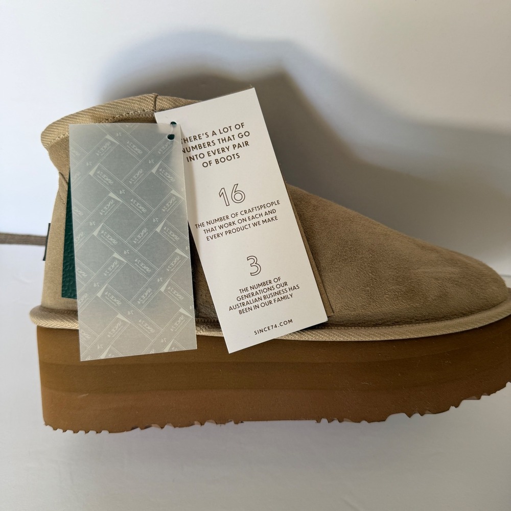 Since 74 Australian Ultra Mini Platform Boots Sheepskin Womens Size 9 Shearling - Picture 4 of 11
